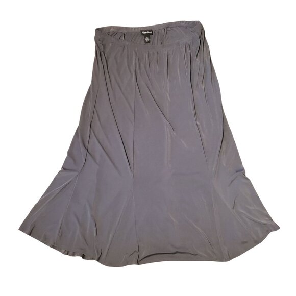 Maggie Barnes 1X Gray Slinky Liquid Knit Top Skirt 2 Pc Set Formal Mother Bride - Picture 3 of 6